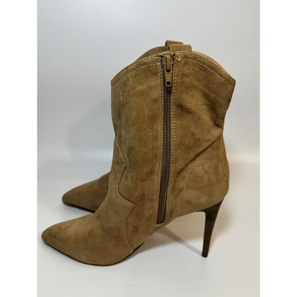 EXPRESS  Ankle Bootie Womens Size 10 Brown Stiletto Heel Suede Western - Picture 7 of 11